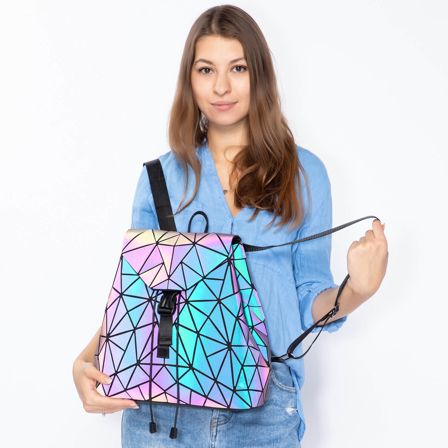 Buy Aeoss Geometric Lattice Travel Backpack for Women with Laptop  Compartment Reflective Holographic Color Changing Backpack (STYLE NO3) at  Amazon.in